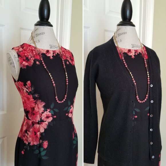 Maggy London Floral Dress Size 8 Black & Pink - NWT - Picture 1 of 15